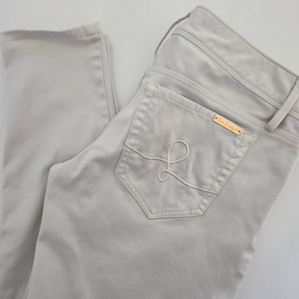 Lilly Pulitzer Worth Skinny Pants‎ Beige Low Rise Stretch Trousers Size 2